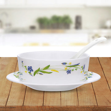 Larah by Borosil Cripper Soup Bowl w Saucer Set