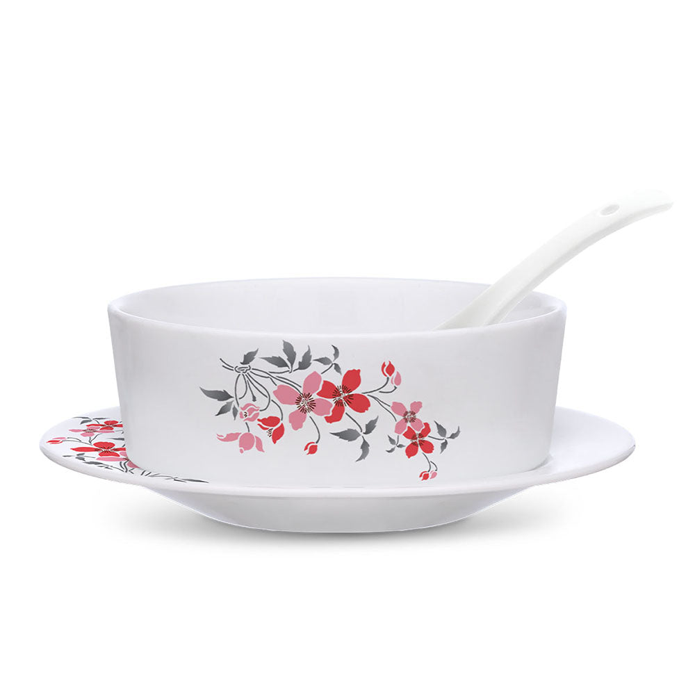 My Borosil Opalware Bowls & Katoris Serves 6 Fiore Soup Bowl w Saucer Set