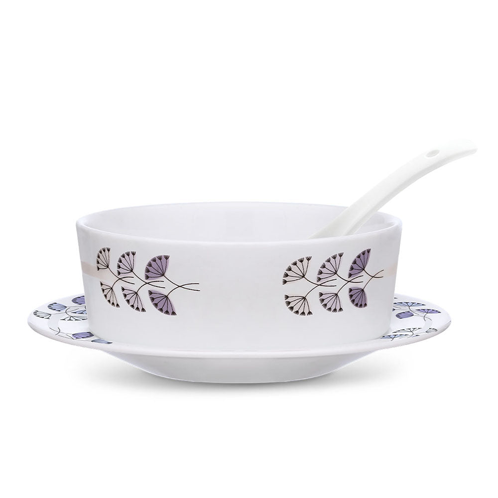 My Borosil Opalware Bowls & Katoris Serves 6 Floret Soup Bowl w Saucer Set