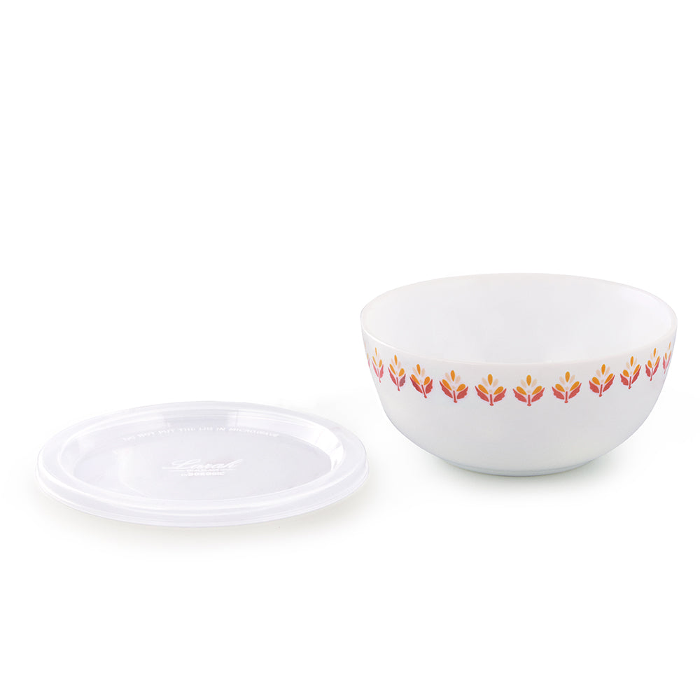 My Borosil Breakfast & Snack Sets 2 pc Set Gardenia Snack Bowl with Cover