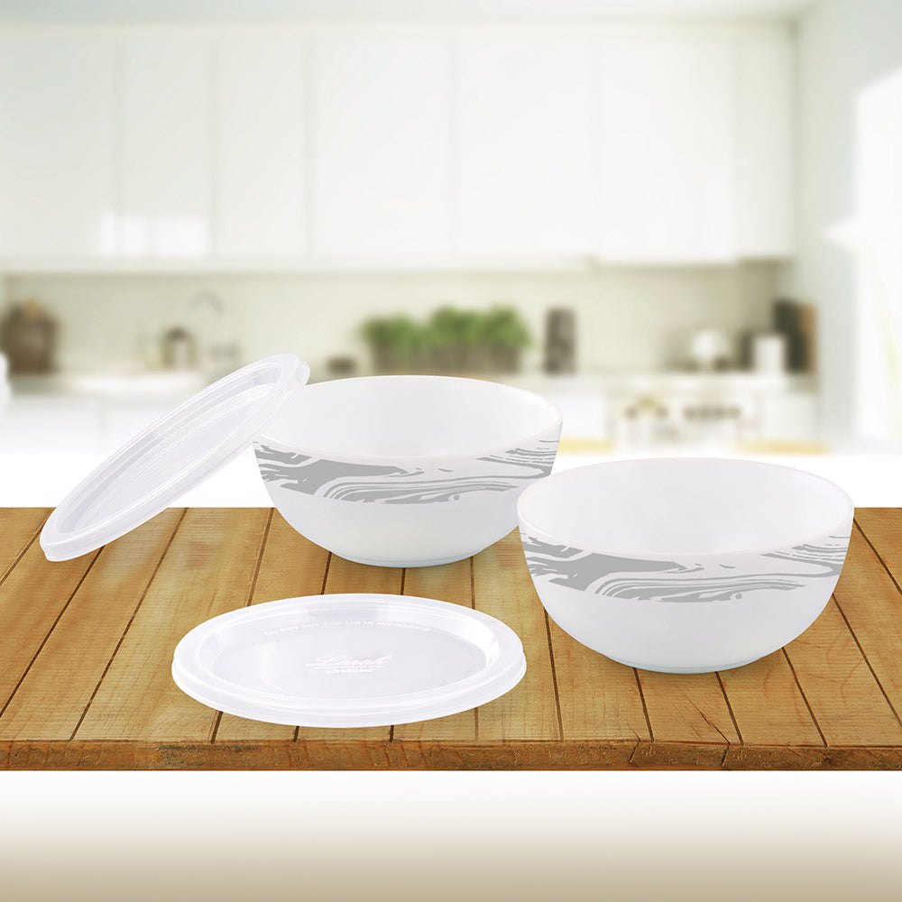 My Borosil Breakfast & Snack Sets 2 pc Set Marble Snack Bowl with Cover