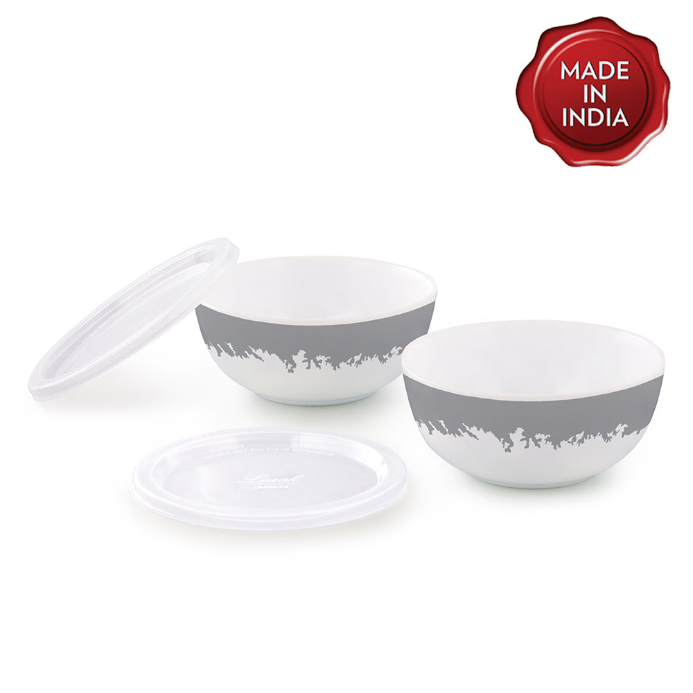 My Borosil Breakfast & Snack Sets 2 pc Set Silver Luna Snack Bowl with Cover