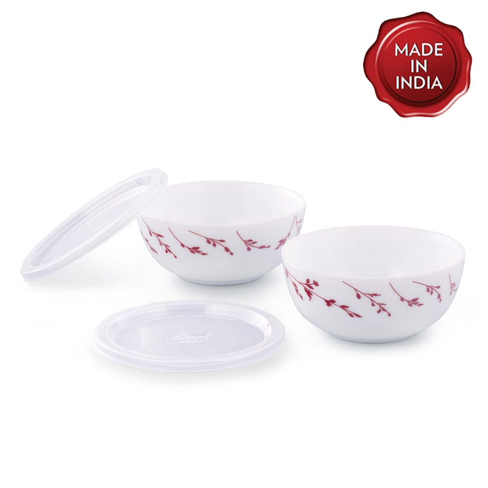 My Borosil Breakfast & Snack Sets 2 pc Set Vintage Snack Bowl with Cover