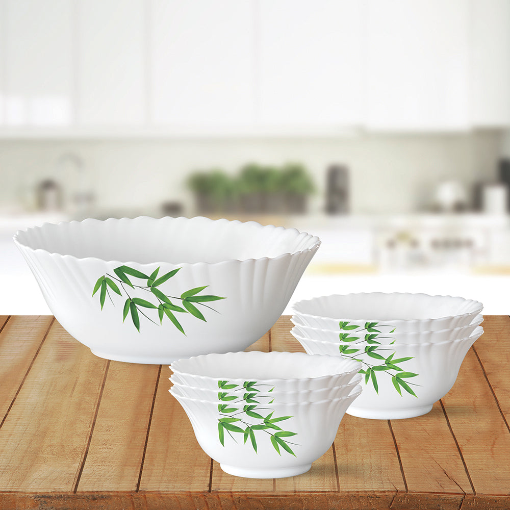 My Borosil Breakfast & Snack Sets 7 pc Set (Large) Bamboo Leaves Pudding Set