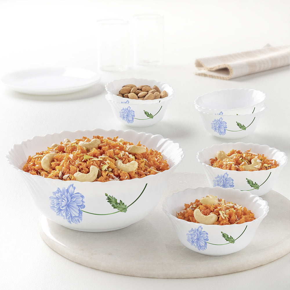 My Borosil Breakfast & Snack Sets 7 pc Set (Mini) Blue Mist Pudding Set