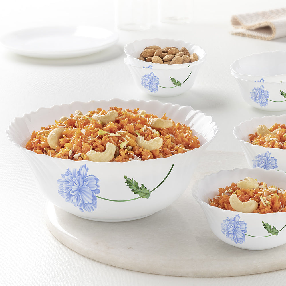 Larah by Borosil Blue Mist Pudding Set, 7 pc (Mini)