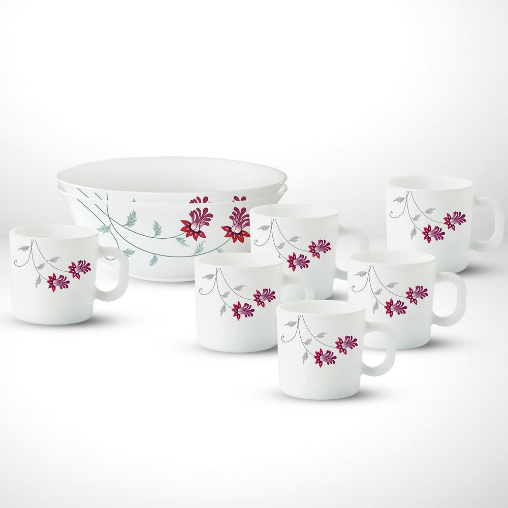 My Borosil Breakfast & Snack Sets 8 pc Set Flower Pot Snack Set w Mugs