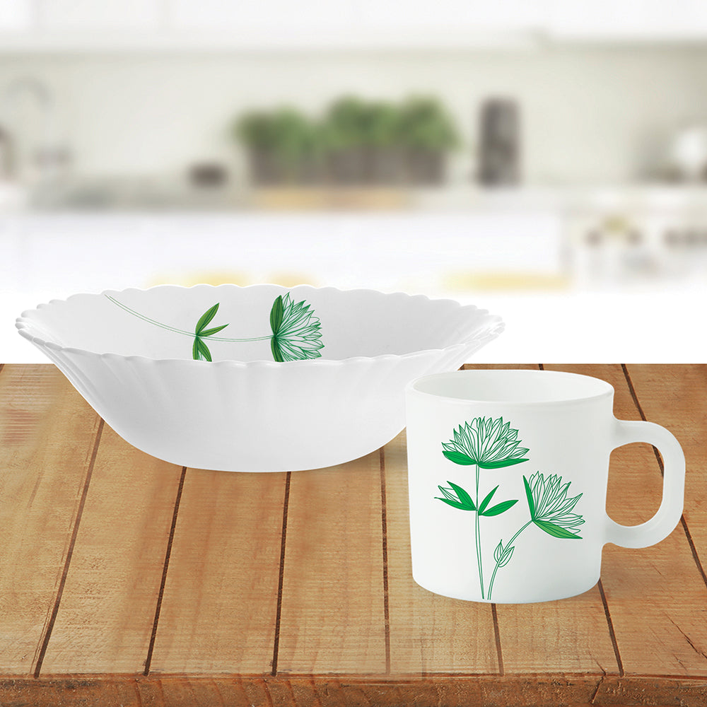 My Borosil Breakfast & Snack Sets 8 pc Set Green Lily Snack Set w Mugs