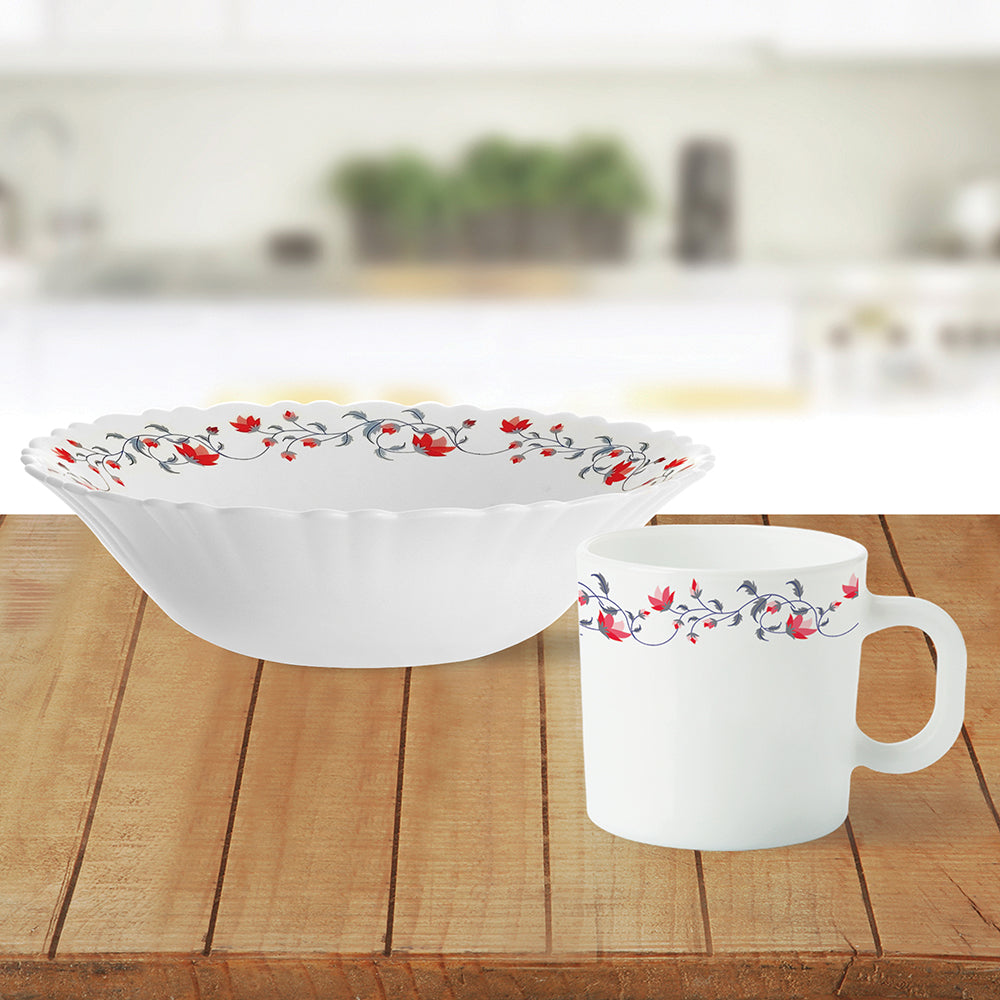 Larah by Borosil Pentas Snack Set w Mugs, 8 pc