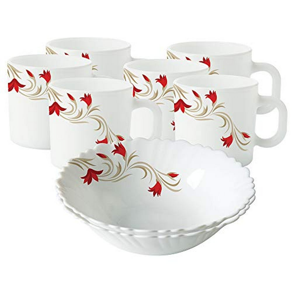 My Borosil Breakfast & Snack Sets 8 pc Set Red Lily Snack Set w Mugs