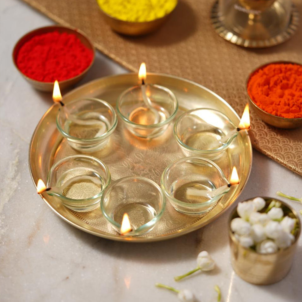 My Borosil Glass Diyas Set of 6 Glass Diya, Set of 6