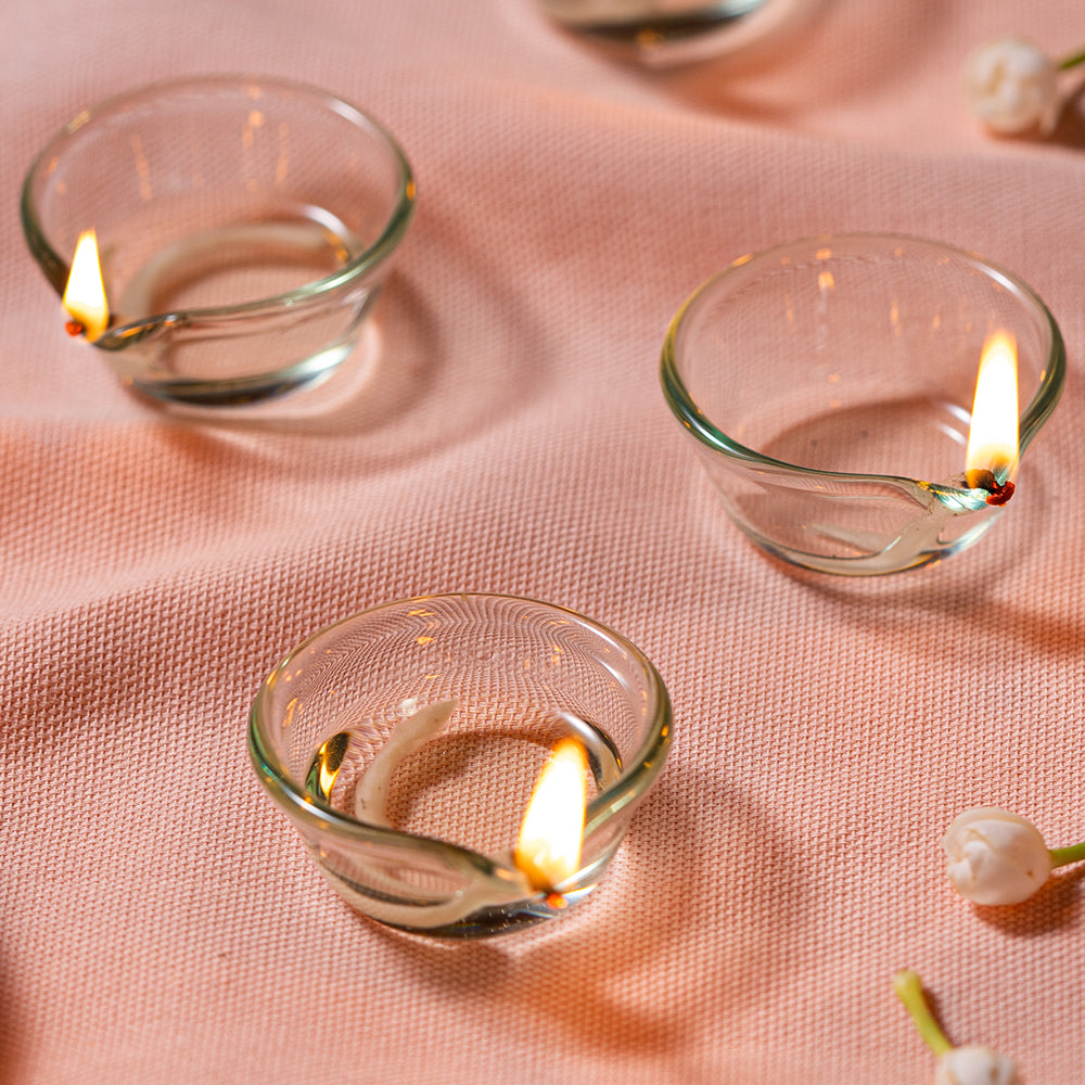 My Borosil Glass Diyas Set of 6 Glass Diya, Set of 6