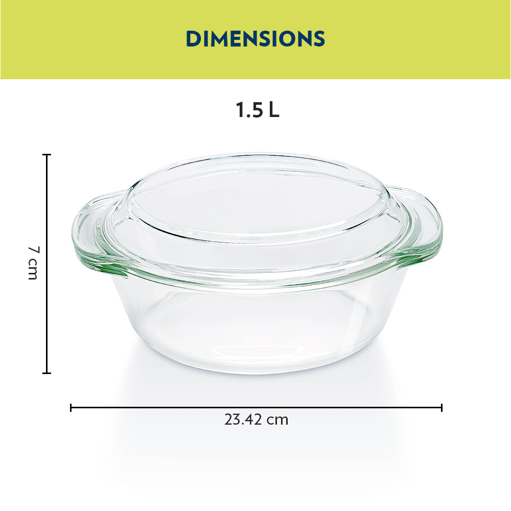 My Borosil Glass Casseroles 1.5 L Round Casserole w Lid