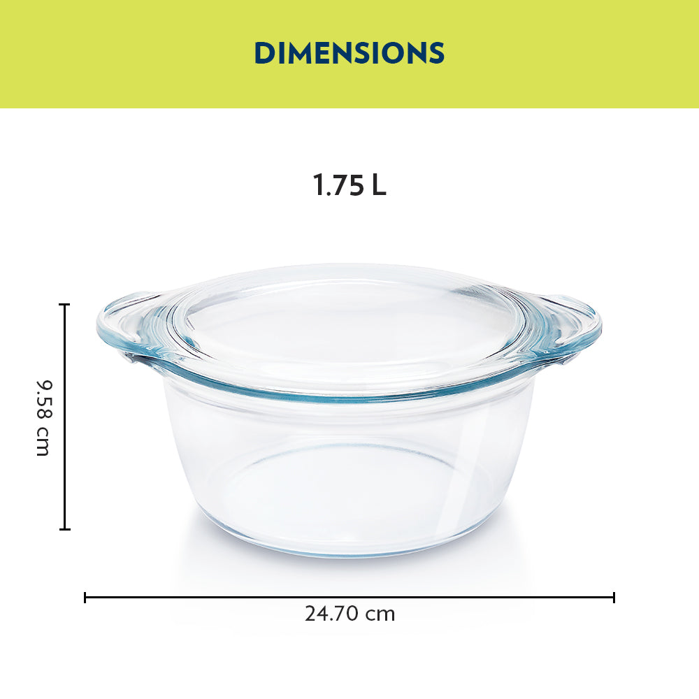 My Borosil Glass Casseroles 1.75 L Deep Round Casserole