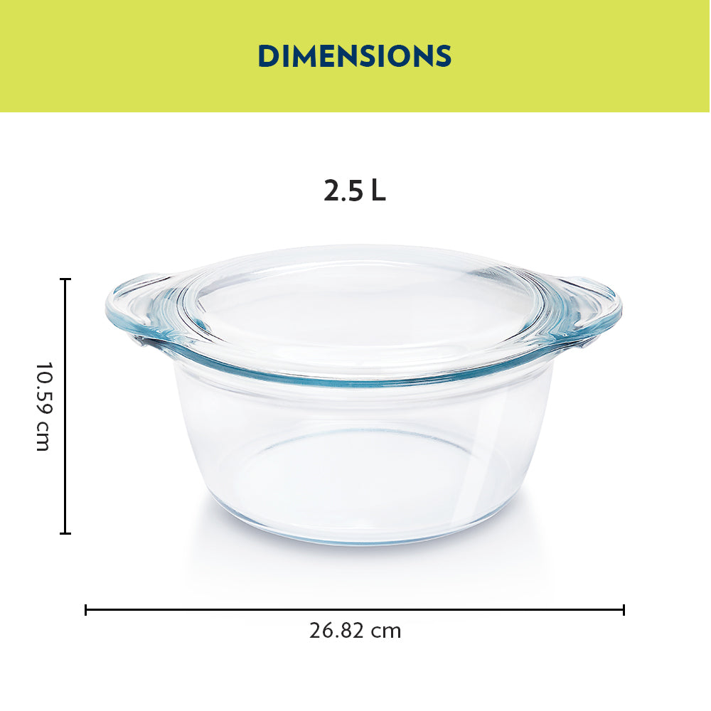 My Borosil Glass Casseroles 2.5 L Deep Round Casserole