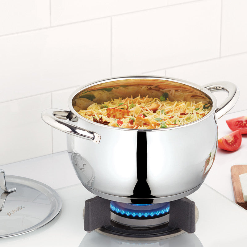 My Borosil Casseroles & Kadhais 2.1 L Cookfresh SS Handi Casserole + Lid