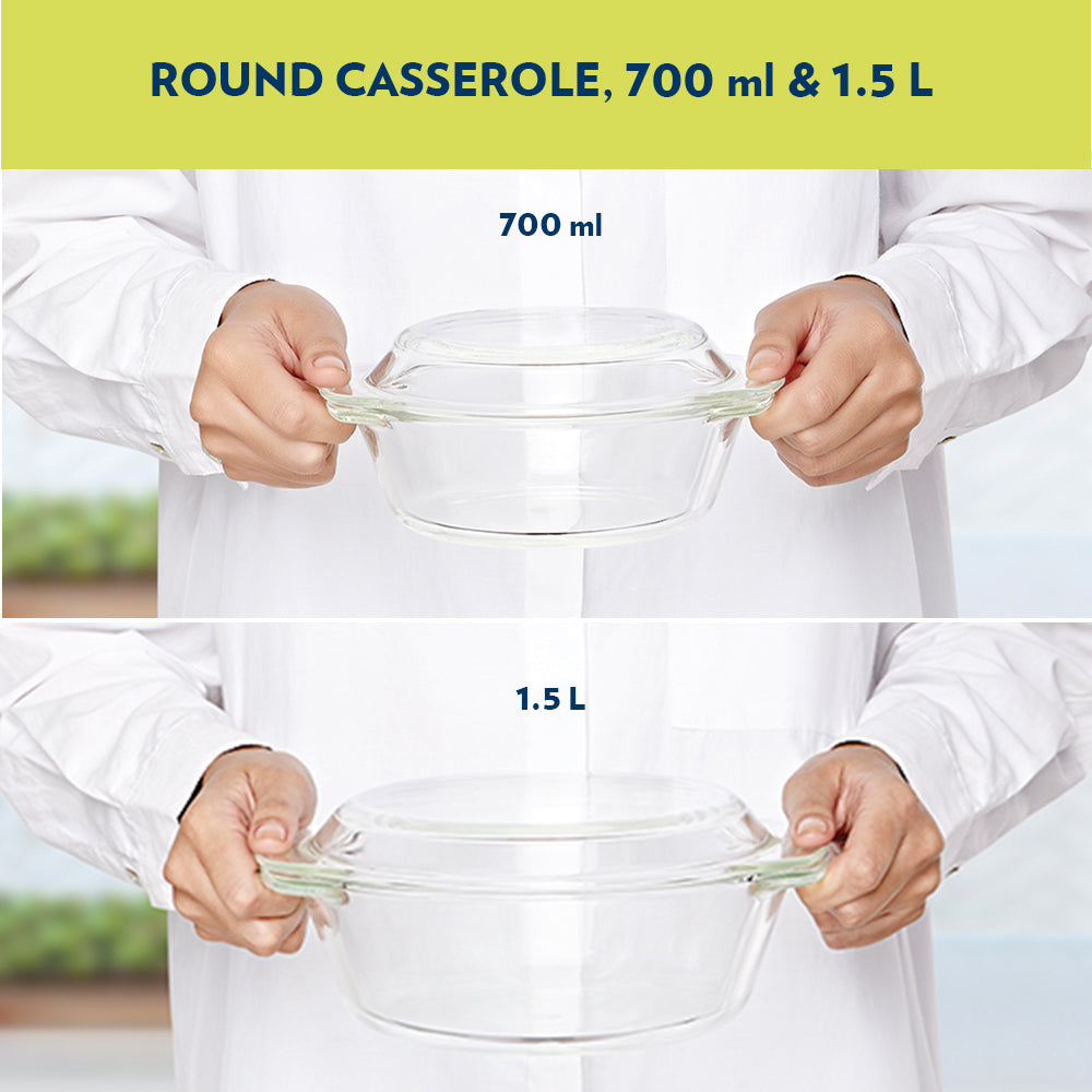 My Borosil Glass Casseroles Set of 2 Round Casserole, Set of 2