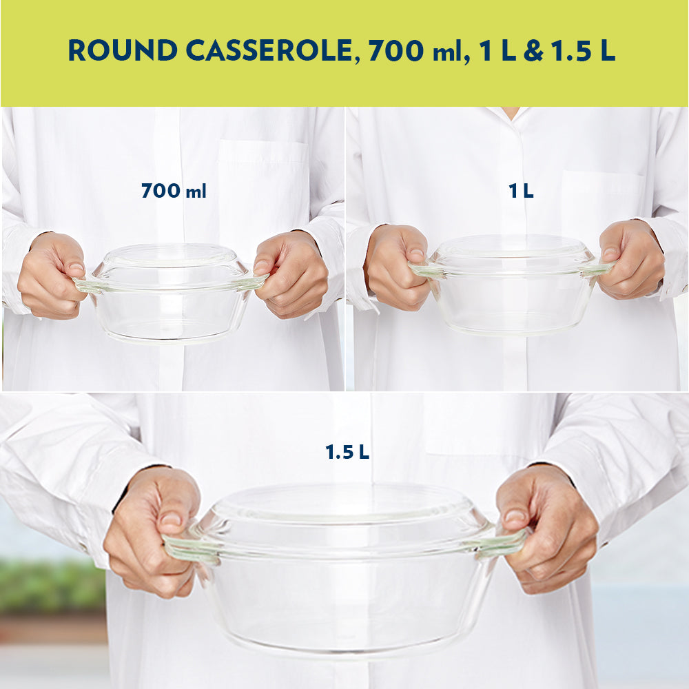 My Borosil Glass Casseroles Set of 3 Round Casserole, Set of 3