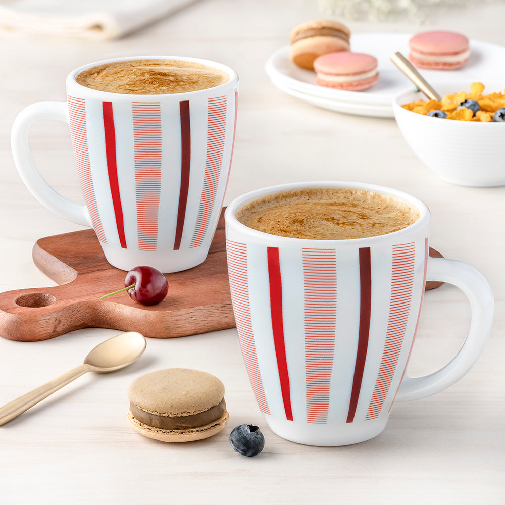Larah by Borosil Red Strip Mug, 390ml