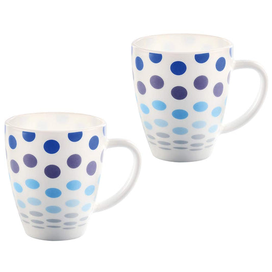 My Borosil Opalware Coffee Mugs & Travel Mugs 2 x 400 ml Polka Blue Mug Set