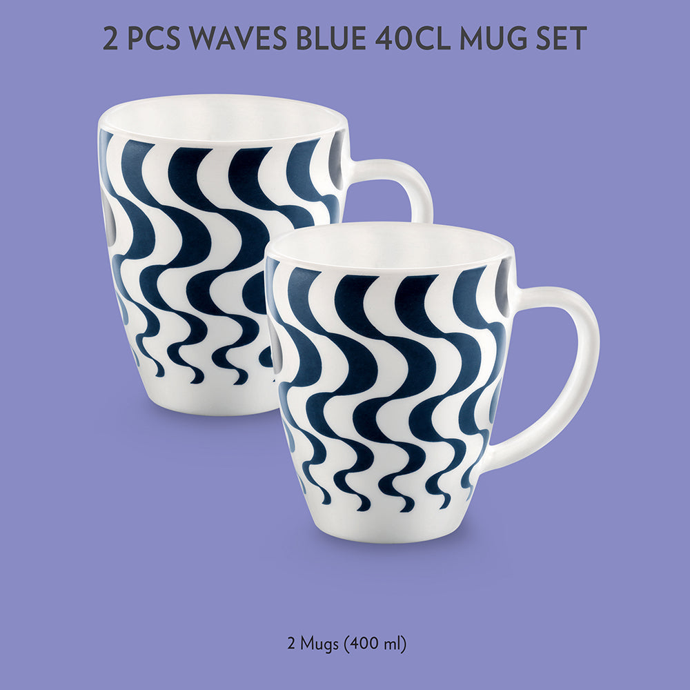 My Borosil Opalware Coffee Mugs & Travel Mugs 2 x 400 ml Waves Blue Mug Set