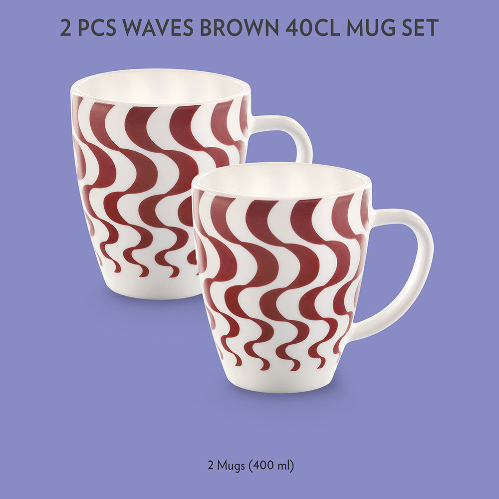 My Borosil Opalware Coffee Mugs & Travel Mugs 2 x 400 ml Waves Brown Mug Set