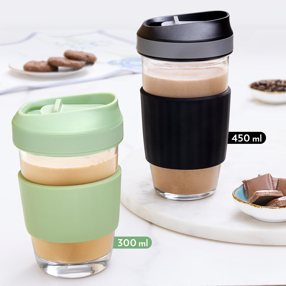 My Borosil Coffee Mugs & Travel Mugs 300 ml Glass Travel Mug, Green