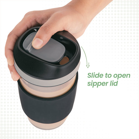 Buy Black Glass Travel Mug for Hot or Cold Drinks