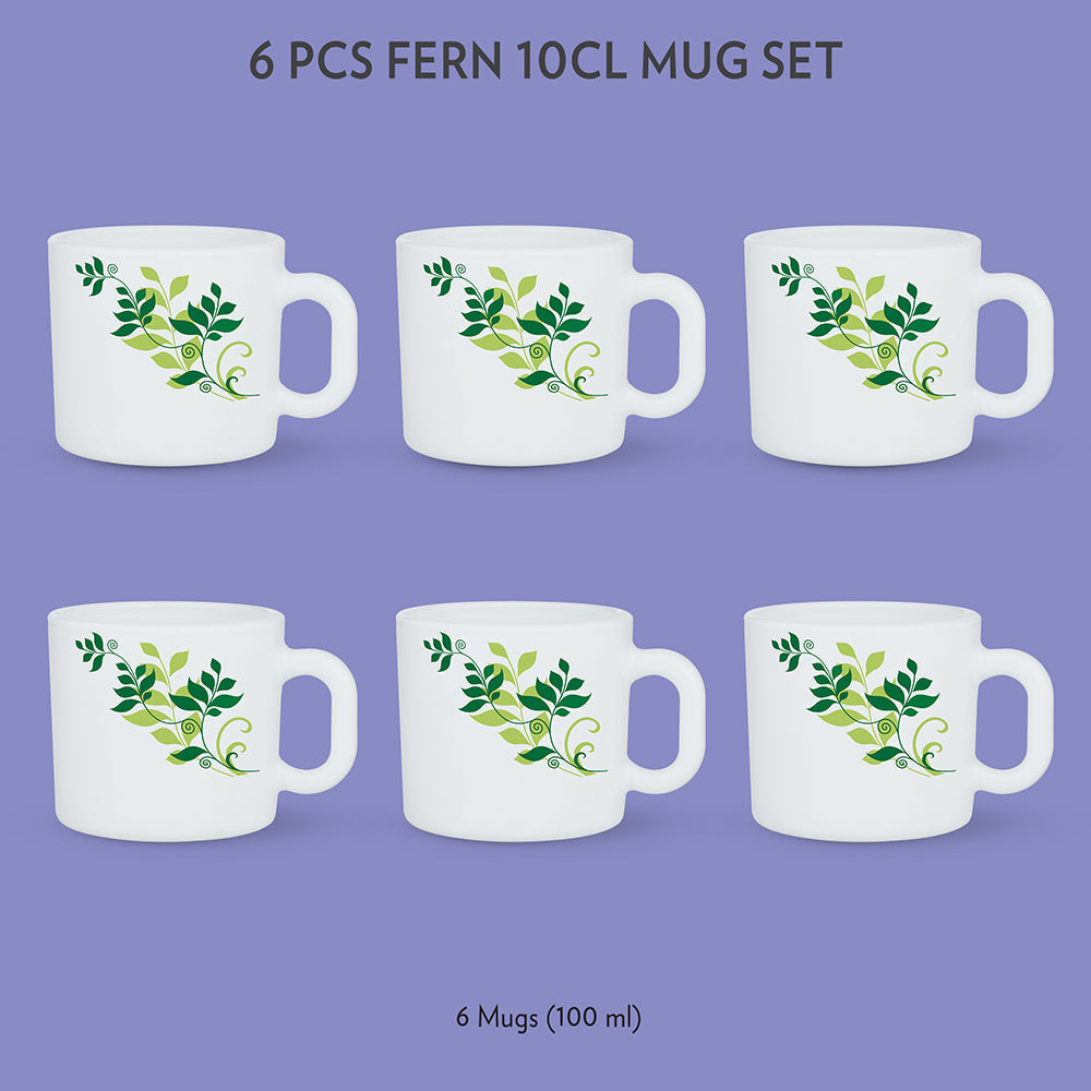 My Borosil Opalware Coffee Mugs & Travel Mugs 6 x 100 ml Fern Mug Set