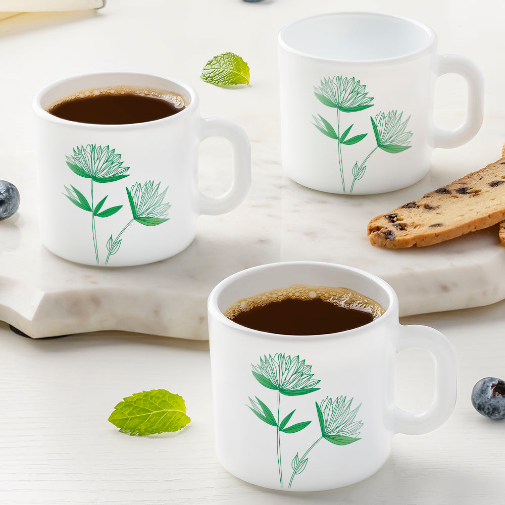 My Borosil Opalware Coffee Mugs & Travel Mugs 6 x 100 ml Green Lily Mug Set