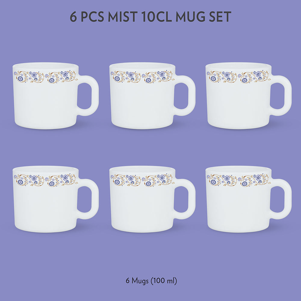 My Borosil Opalware Coffee Mugs & Travel Mugs 6 x 100 ml Mist Mug Set