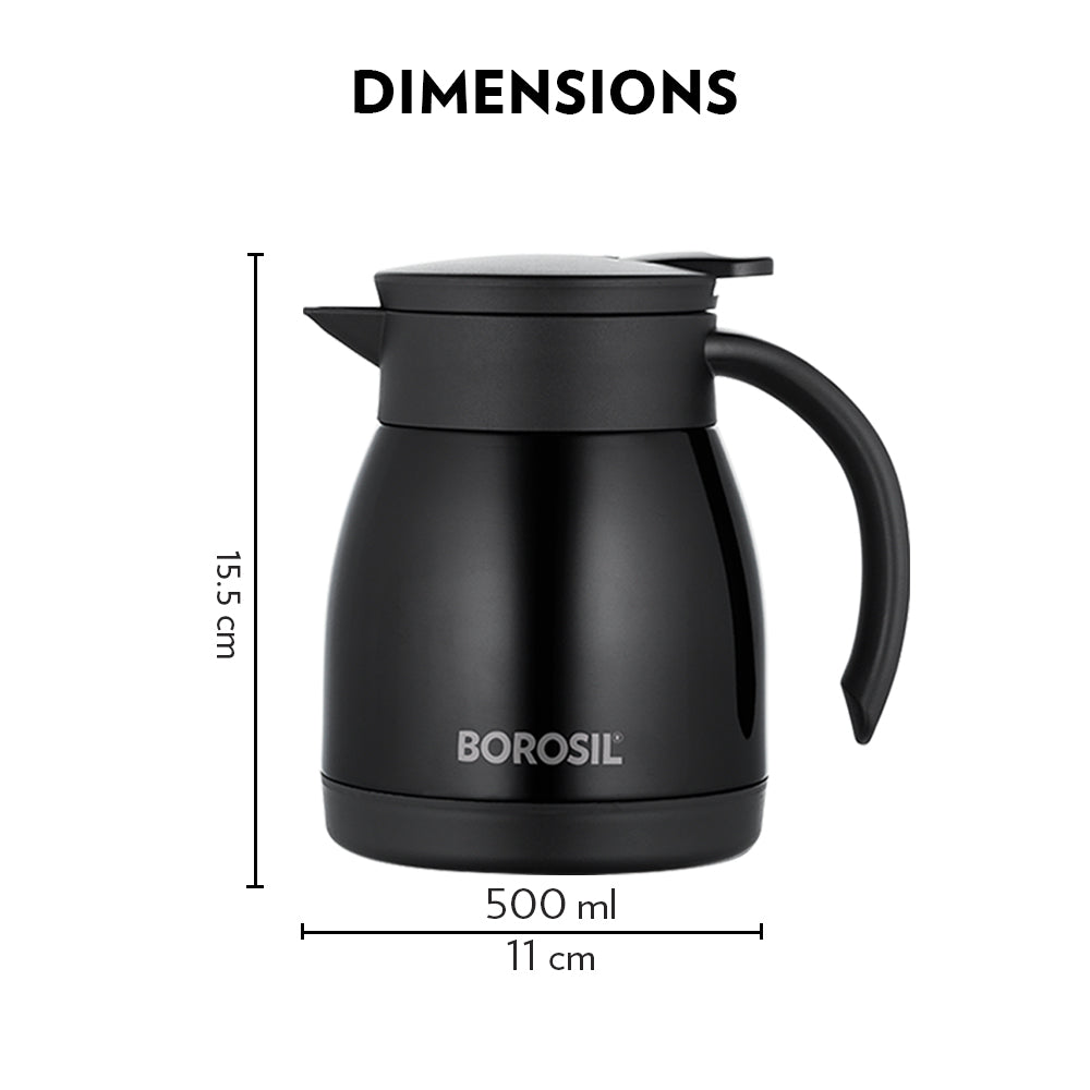 My Borosil Coffee Servers & Tea Pots 500 ml Insulated Tea Pot, Black