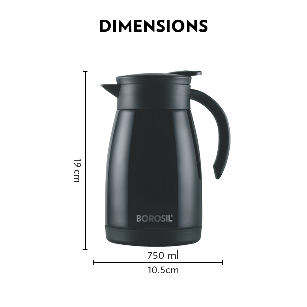 My Borosil Coffee Servers & Tea Pots 750 ml Insulated Tea Pot, Black