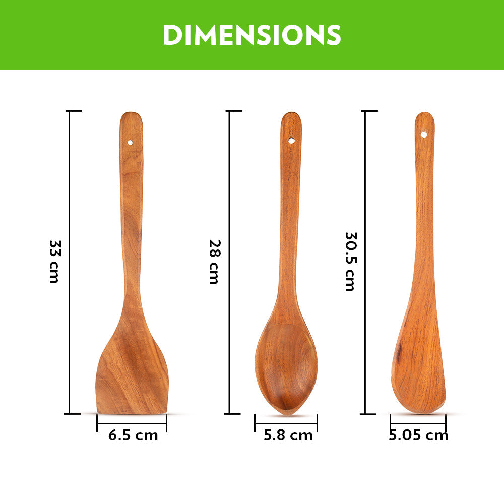 My Borosil Cookware Accessories 3 pc Set Wooden Spoons Set of 3