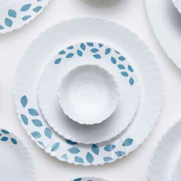 Larah by Borosil Blue Leaves Dinner Set