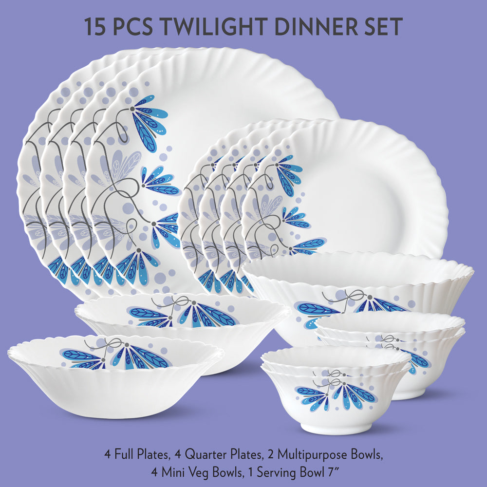 My Borosil Dinner Sets 15 pc Set: Serves 4 Twilight Dinner Set