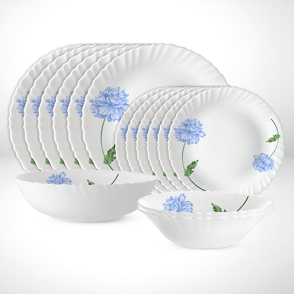 My Borosil Dinner Sets 15 pc Set: Serves 6 Blue Mist Dinner Set