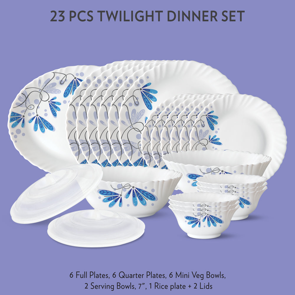 My Borosil Dinner Sets 23 pc Set: Serves 6 - Option-1 Twilight Dinner Set