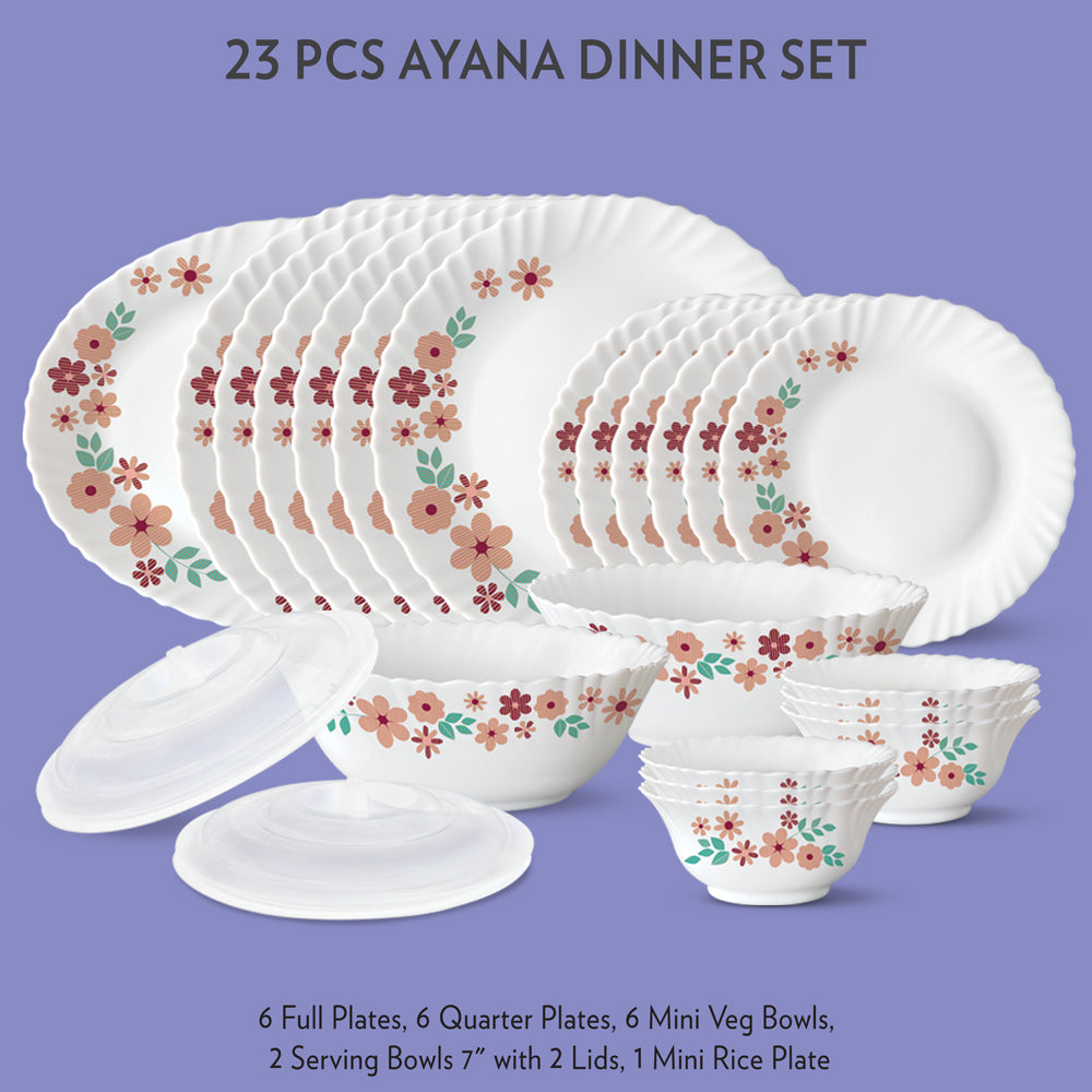 My Borosil Dinner Sets 23 pc Set: Serves 6 - Option-3 Ayana Dinner Set