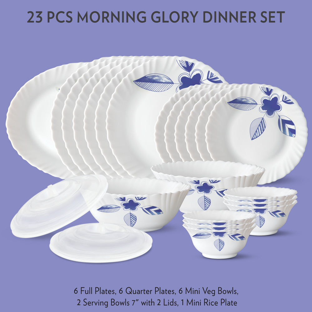My Borosil Dinner Sets 23 pc Set: Serves 6 - Option-3 Morning Glory Dinner Set