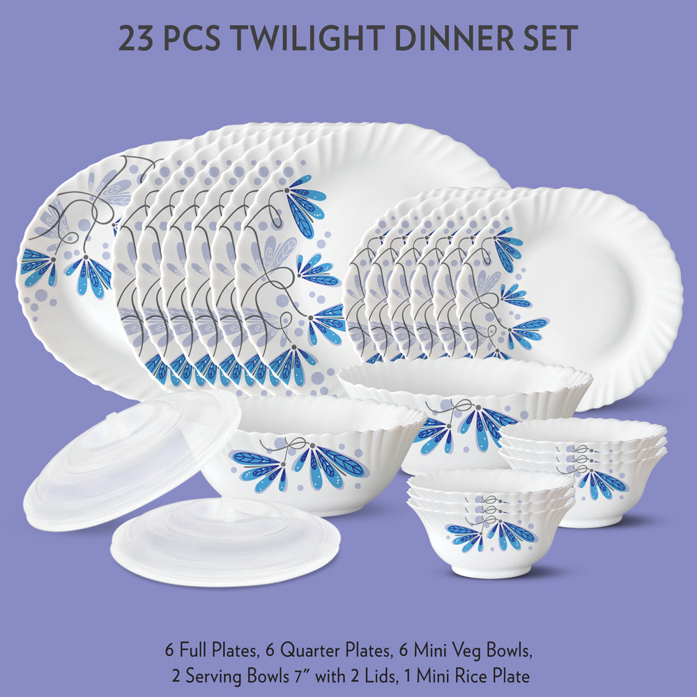 My Borosil Dinner Sets 23 pc Set: Serves 6 - Option-3 Twilight Dinner Set