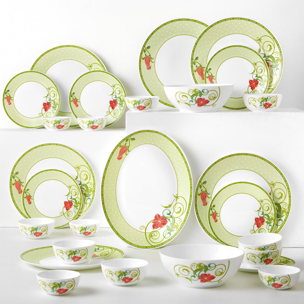 My Borosil Dinner Sets 27 pc Set: Serves 6 Emerald Dinner Set