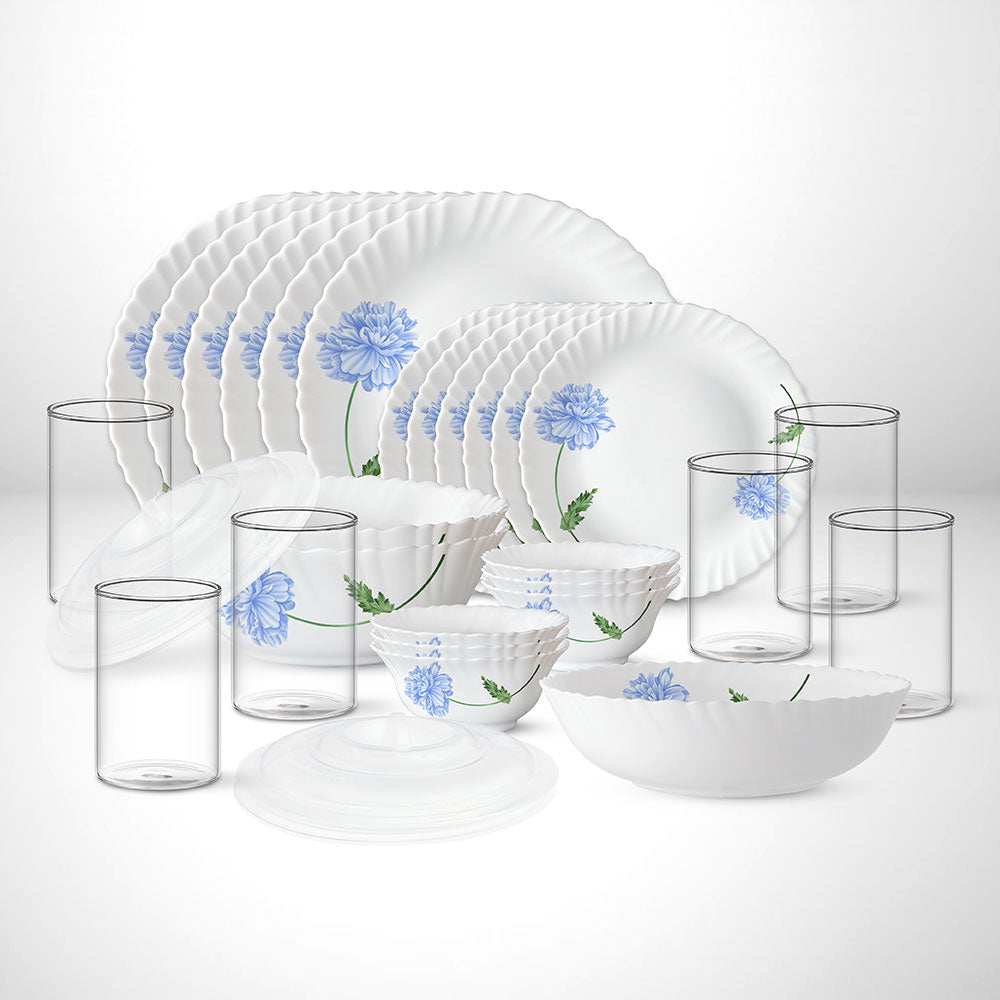 My Borosil Dinner Sets 29 pc Set: Serves 6 Blue Mist Dinner Set