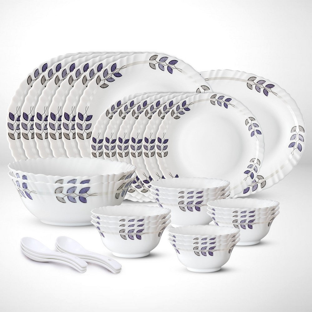 My Borosil Dinner Sets 33 pc Set: Serves 6 - Option-1 Floret Dinner Set