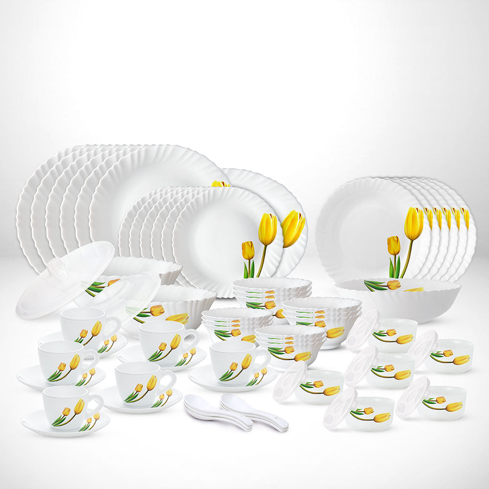 My Borosil Dinner Sets 66 pc Set: Serves 6 Lyana Dinner Set