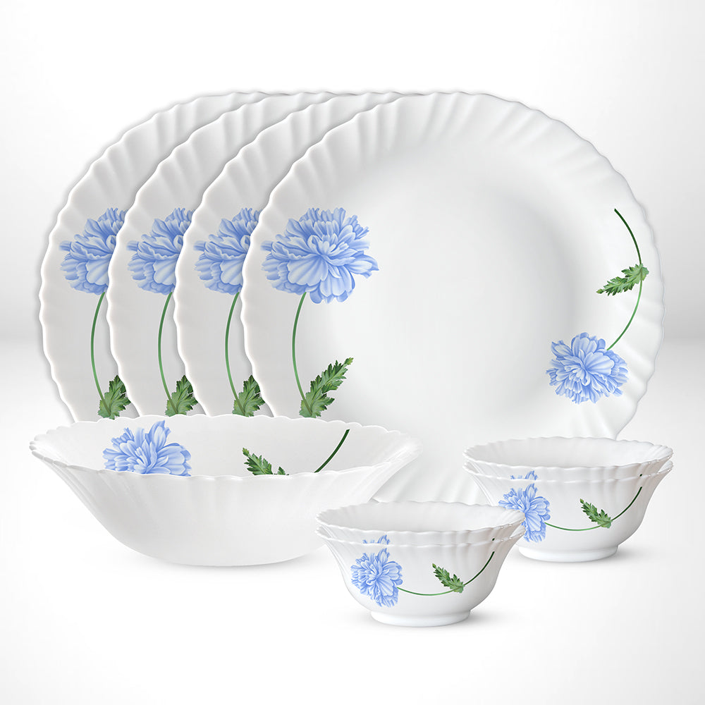 My Borosil Dinner Sets 9 pc Set: Serves 4 Blue Mist Dinner Set