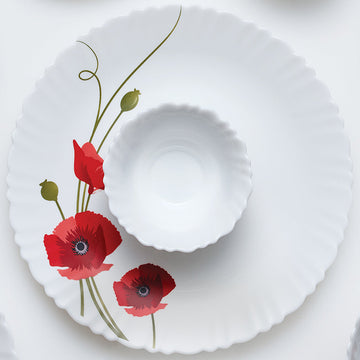 Larah by Borosil Red Carnation Dinner Set