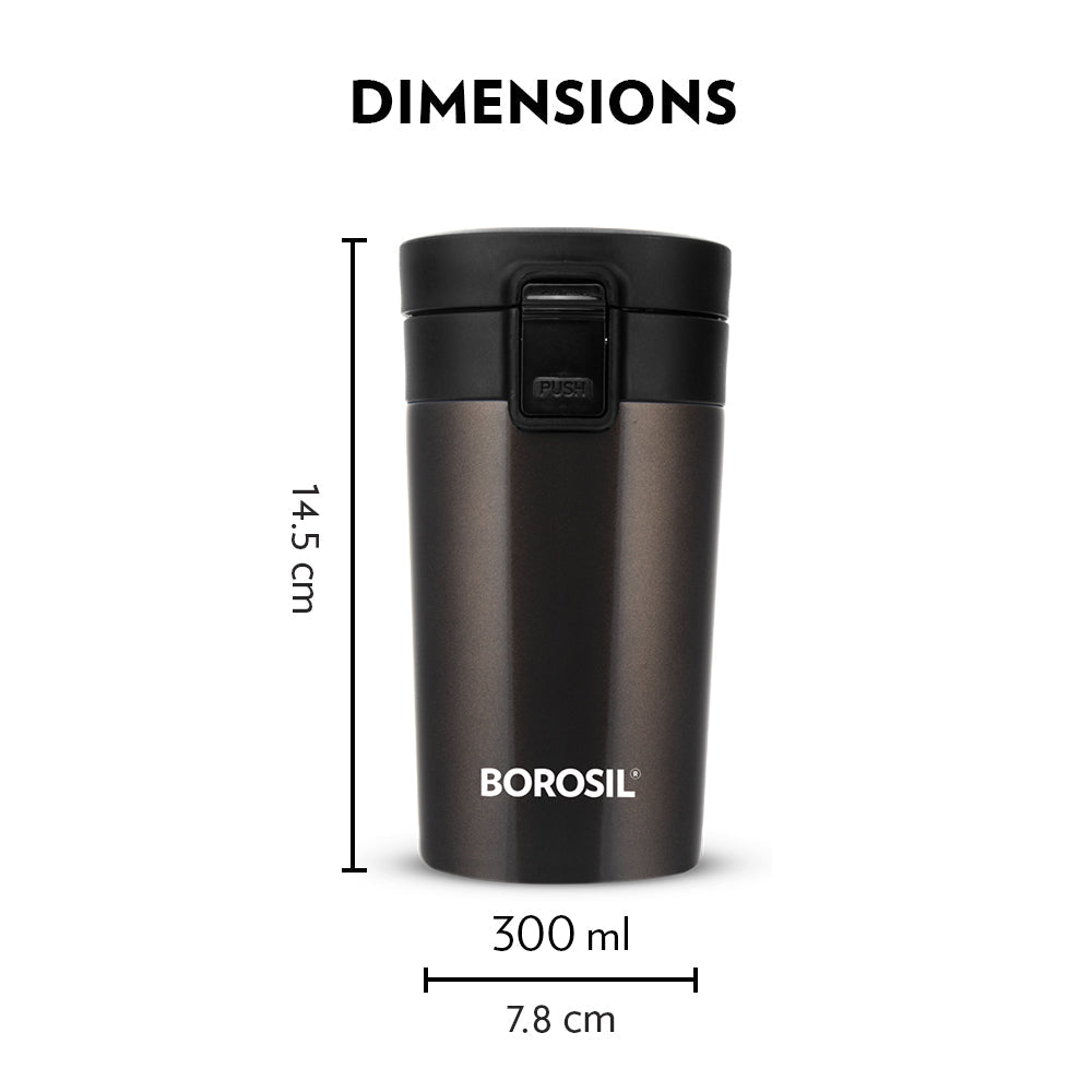 My Borosil Insulated Mug 300 ml Coffeemate Insulated Mug, Mocha