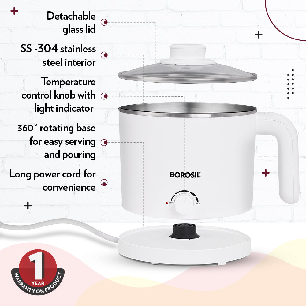 My Borosil Electric Kettles Cooltouch Multipurpose Kettle, 1.2 L