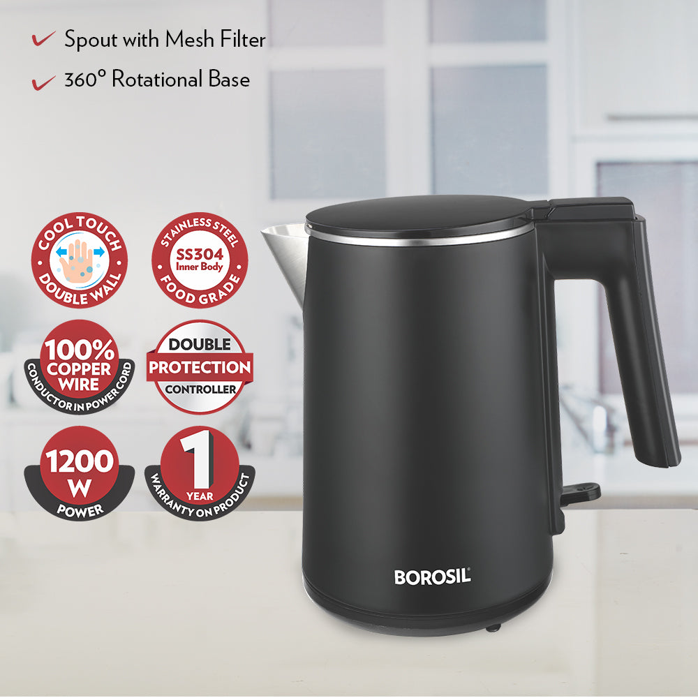 My Borosil Electric Kettles Cooltouch SS Electric Kettle, 1L